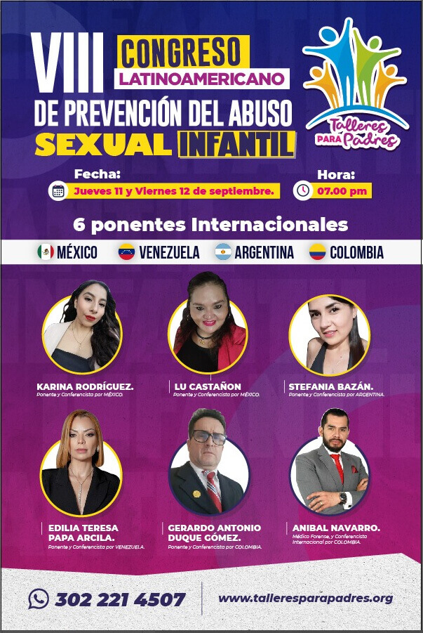 Talleres para Padres Invitacion Virtual al VIII CONGRESO LATINOAMERICANO PREVENCIÓN DEL ABUSO SEXUAL INFANTIL COLOMBIA